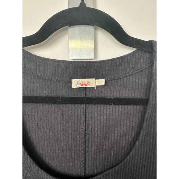 FAHERTY Size XS Legend Rib Monroe Bodysuit In Black Long Sleeve Ribbed Soft A57 - Picture 2 of 5